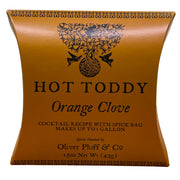 Oliver Pluff & Company - Orange Clove Hot Toddy - 1 Gallon Package, featuring a spice mix for creating a soothing winter cocktail with whiskey and honey.