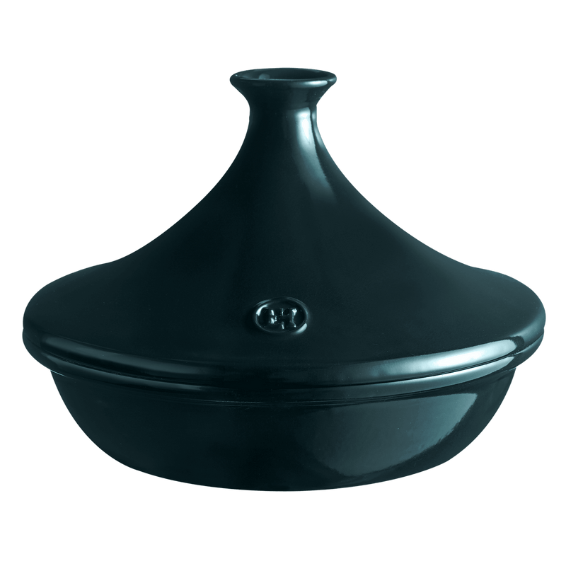 Emile Henry Tagine, Ocean: Traditional Moroccan cooking vessel with a conical lid, perfect for slow-cooking stews with continuous basting, available at Athens Cooks.