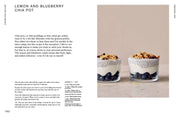 Cookbook spread for Lemon and Blueberry Chia Pot in Penguin Random House LLC - Cooking Fast And Slow, featuring recipe instructions and a layered chia pudding image.