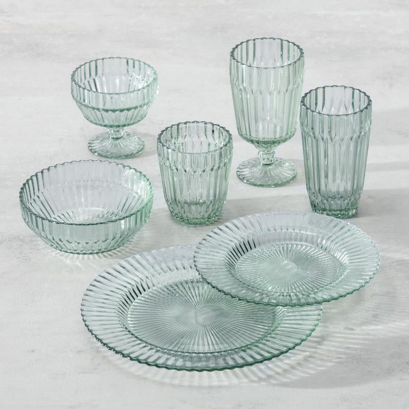 Fortessa | Archie Verde Footed 10oz Dessert Bowl, part of a glassware collection, ideal for serving desserts, featured among other glass dishes.