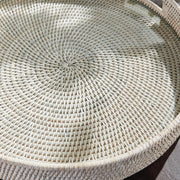 Napa Home & Garden | Burma Rattan Round Serving Tray Large, White, expertly woven by artisans in Myanmar, ideal for serving and organizing, reflecting timeless design and functionality.