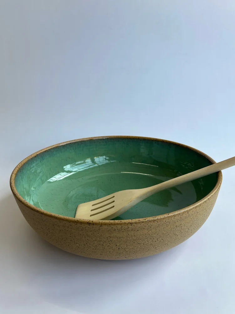 RachaelPots | Low Serving Bowl, Nude/Sage