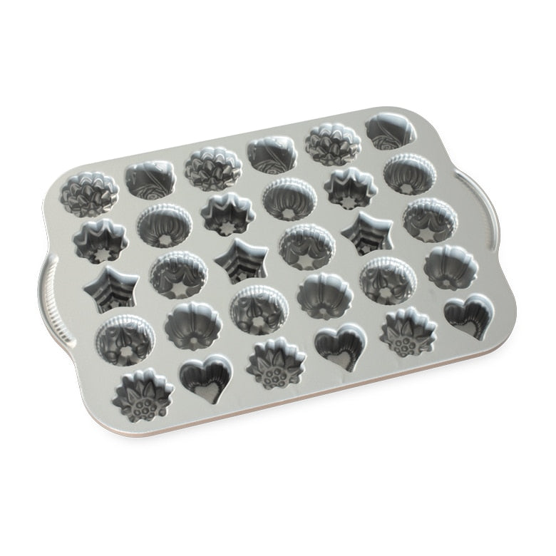 Nordic Ware | Bundt® Tea Cakes and Candies Pan featuring 30 miniature Bundt shapes with detailed designs, ideal for creating elegant treats.