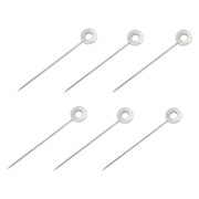 Christofle | Oh De Stainless Steel Cocktail Picks, Set of 6, featuring sleek nautical-inspired design with circular handles, ideal for outdoor entertaining and garnishing drinks or appetizers.