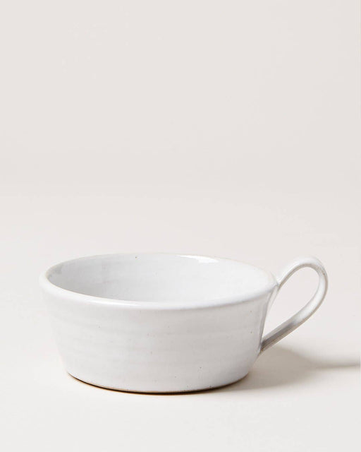 Farmhouse Pottery - Silo Soup Mug: A white-glazed ceramic mug with a handle, ideal for soups or hot drinks, crafted in Vermont from American-made stoneware.