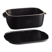 Emile Henry Cheese Box, Clay: Two-piece set with a rectangular casserole pan and a reversible flat lid serving as a griddle or trivet.