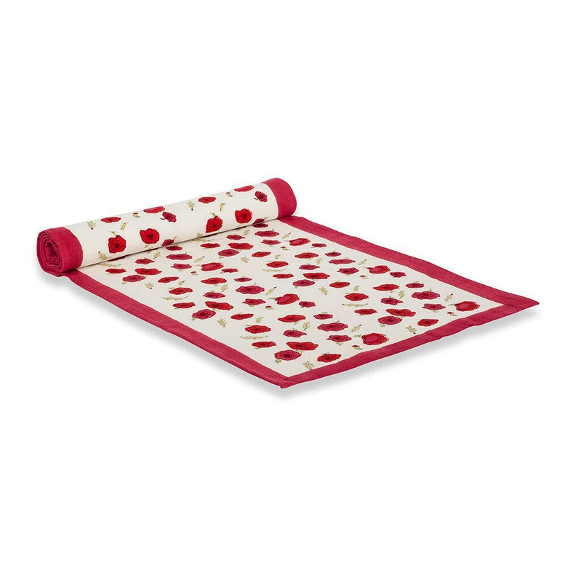 Couleur Nature | Poppies Red/Green Table Runners: 16" x 90"