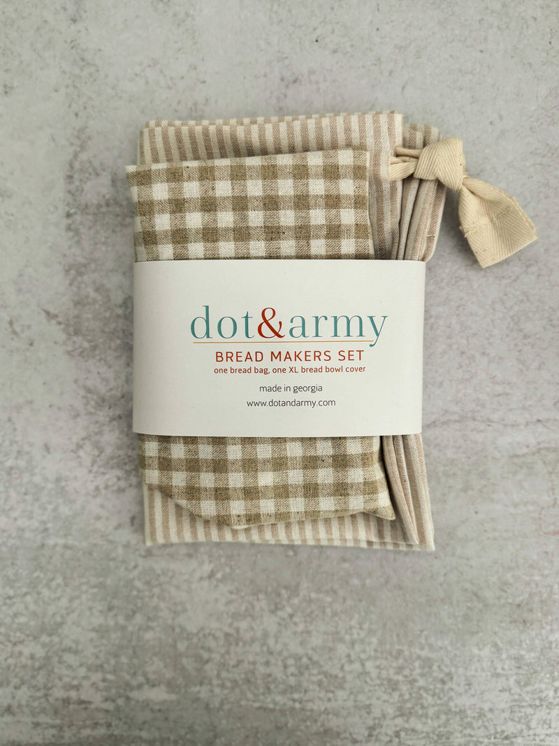 Dot and Army | Stripe and Check Bread Makers Set - Papaya