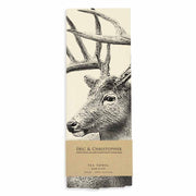 Eric & Christopher - American Woodlands Collective Buck #4 Tea Towel, featuring a detailed deer sketch, folded with label, crafted from screen-printed, pre-shrunk cotton in Pennsylvania.