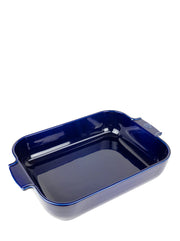 Peugeot | Appolia Rectangular Baking Dish, Blue, features a glossy finish with wide handles for secure grip, ideal for oven-to-table presentations.