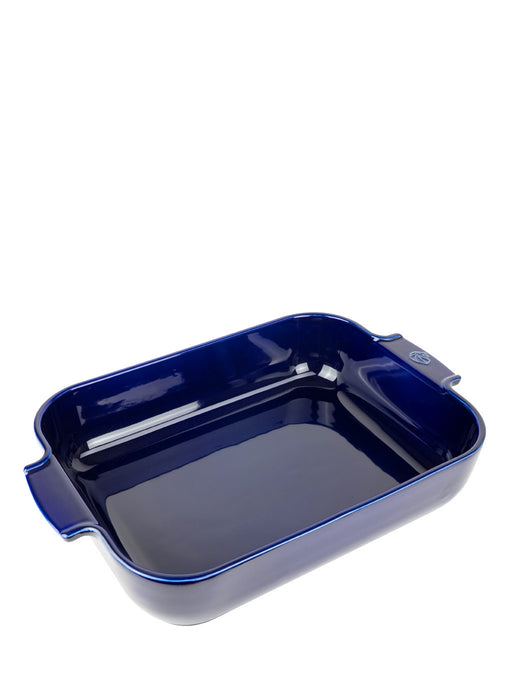Peugeot | Appolia Rectangular Baking Dish, Blue, features a glossy finish with wide handles for secure grip, ideal for oven-to-table presentations.
