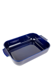 Peugeot | Appolia Rectangular Baking Dish, Blue: A ceramic dish with integrated handles, ideal for oven-to-table presentations, renowned for durability and even cooking.