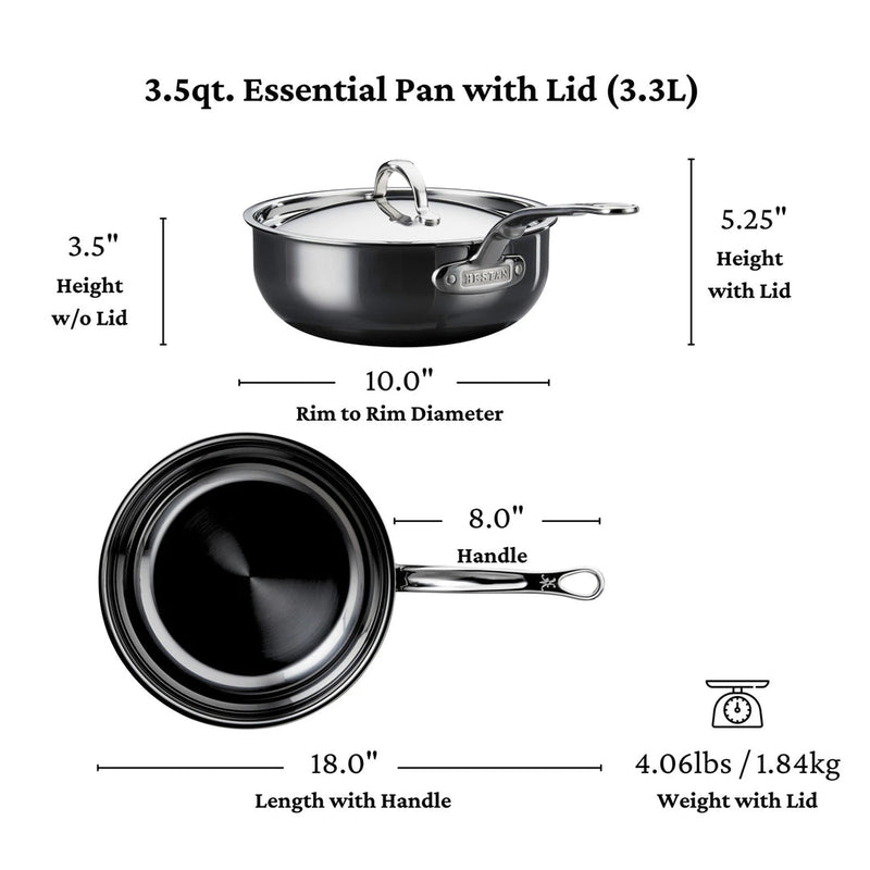 Hestan | NanoBond Cookware, 3.5qt Essential Pan + Lid