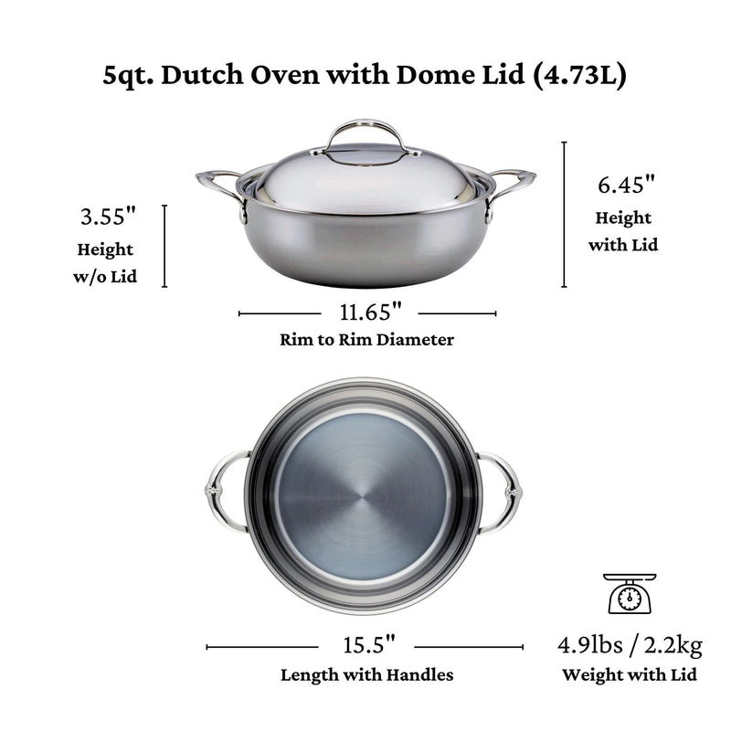 Hestan | NanoBond Cookware, 5qt Dutch Oven + Dome Lid