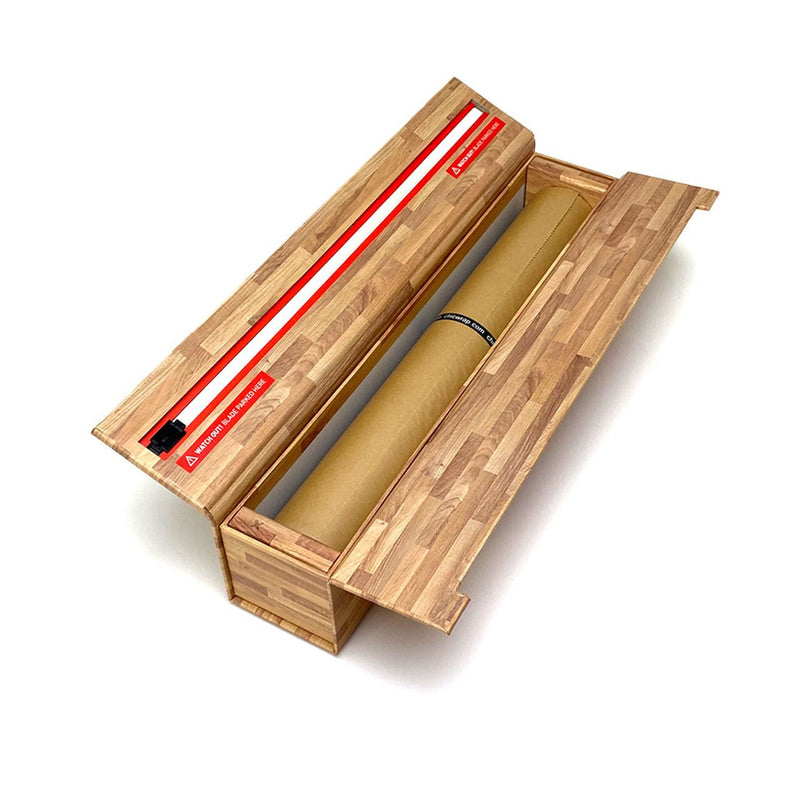 ChicWrap | Parchment Paper Dispensers - Butchers Block Parchment Dispenser: A sturdy wooden box with a roll of culinary-grade parchment paper for easy, clean cutting.