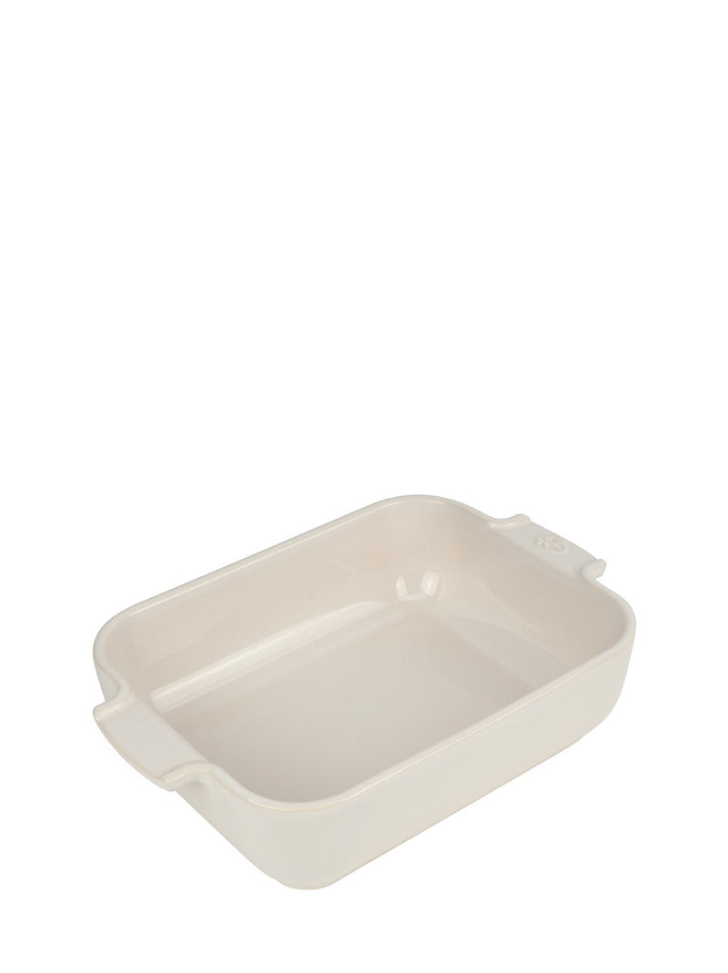 Peugeot | Appolia Rectangular Baking Dish, Ecru: A durable ceramic dish with handles for even cooking, perfect for gratins or crumbles, ideal for two servings.