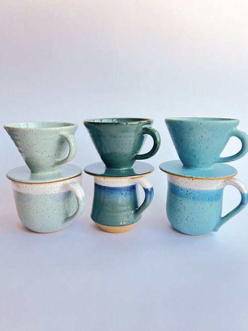 RachaelPots | Coffee Pour Over Cone W/Handle, Pink