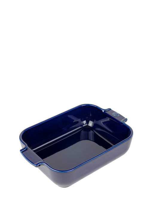 Peugeot | Appolia Rectangular Baking Dish, Blue; a durable, navy stoneware with integrated handles, ideal for even cooking and easy serving.