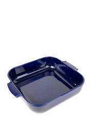 Peugeot | Appolia Baking Dish 14 Inches, Blue: Square ceramic dish with deep sides, rounded corners, and integrated handles, ideal for even cooking and generous servings.