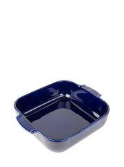 Peugeot | Appolia Square Baking Dish 11 inches, Blue, featuring glossy ceramic with built-in handles, ideal for versatile oven cooking and elegant table presentation.