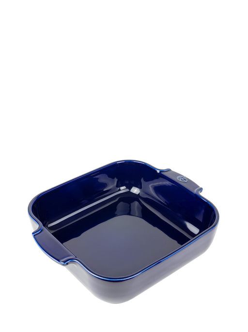 Peugeot | Appolia Square Baking Dish 11 inches, Blue, featuring glossy ceramic with built-in handles, ideal for versatile oven cooking and elegant table presentation.