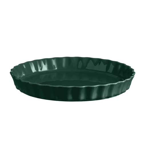 Emile Henry | Deep Flan & Tart Dish, 1.3QT / Cedar, with fluted edges, made of durable glazed ceramic, ideal for even baking and easy tart release, microwave and dishwasher safe.