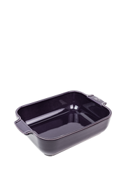 Peugeot | Appolia Rectangular Baking Dish, Eggplant with flared handles, enameled ceramic, crafted for durability and ease of cleaning, made in Brittany.