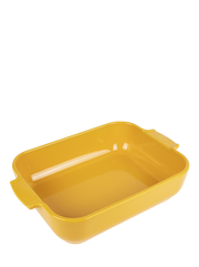 Peugeot | Appolia Rectangular Baking Dish, Saffron Yellow—elegant ceramic dish with integrated handles, perfect for baking casseroles or lasagnas, reflecting Athens Cooks' curated kitchenware.