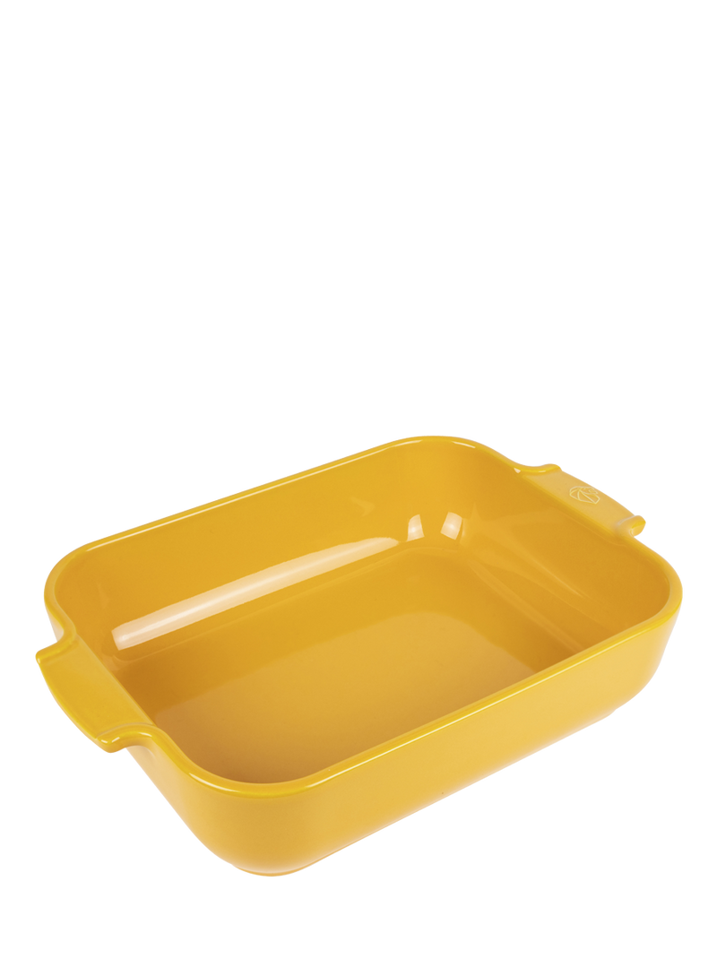 Peugeot | Appolia Rectangular Baking Dish, Saffron Yellow—elegant ceramic dish with integrated handles, perfect for baking casseroles or lasagnas, reflecting Athens Cooks' curated kitchenware.