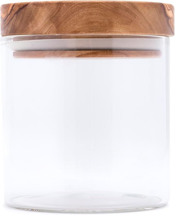 Browne & Co | BERARD Glass Jar with Wooden Lid, 4x4.25 (10x11cm), 13.5oz, ideal for kitchen storage, sold by Athens Cooks.