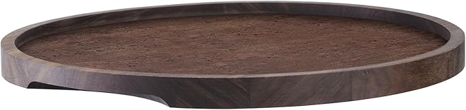 LSA International | City Tray: Circular brown tray with a black border, ideal for kitchen use, offered at Athens Cooks.