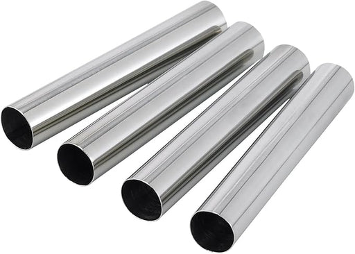 Fantes | Mini Cannoli Forms: Shiny stainless steel tubes for creating homemade cannoli shells, each form measures 3.5 inches, ideal for pastries. Set of four.
