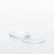 Fortessa | Los Cabos Clear 8 Salad Plate in a stack, featuring a subtle hammered glass effect, ideal for adding elegance to your dining table.