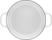 Le Creuset | Signature Round Wide Oven - White, empty, enameled cast iron with side handles, ideal for versatile cooking and easy serving from stove to table.