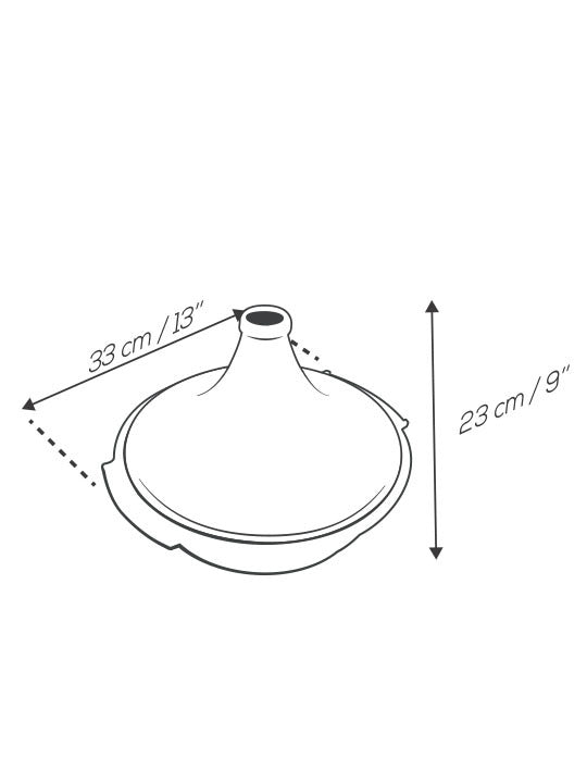 Peugeot | Appolia Atlas Tagine 12 Inches - Red, featuring a conical lid and base, measures 33 cm diameter and 23 cm height for even, flavorful cooking.