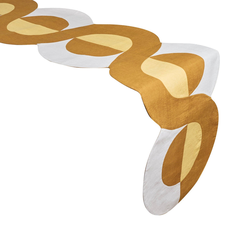 Misette | Bauhaus Linen Embroidered Runner in Amber: Bauhaus - Amber