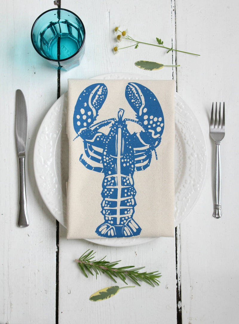 Hearth and Harrow | Lobster Tea Towel - Organic Cotton - Blue-Violet Print