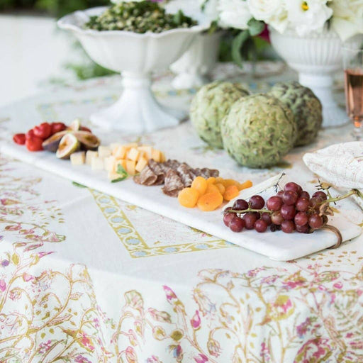 Couleur Nature - Pepe Marble Cheese Board, Large White, displays assorted cheeses, fruits, and meats on a refined marble surface, perfect for elegant gatherings at Athens Cooks.