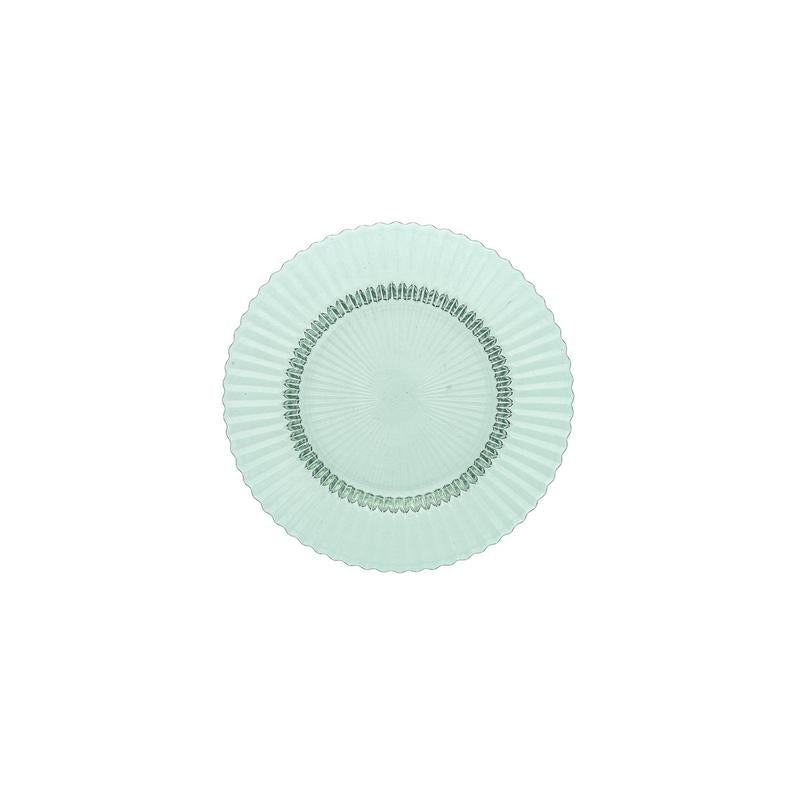 Close-up of the Fortessa | Archie Verde 10.6 Dinner Plate, showcasing its elegant circular design, highlighting the quality craftsmanship offered by Athens Cooks.