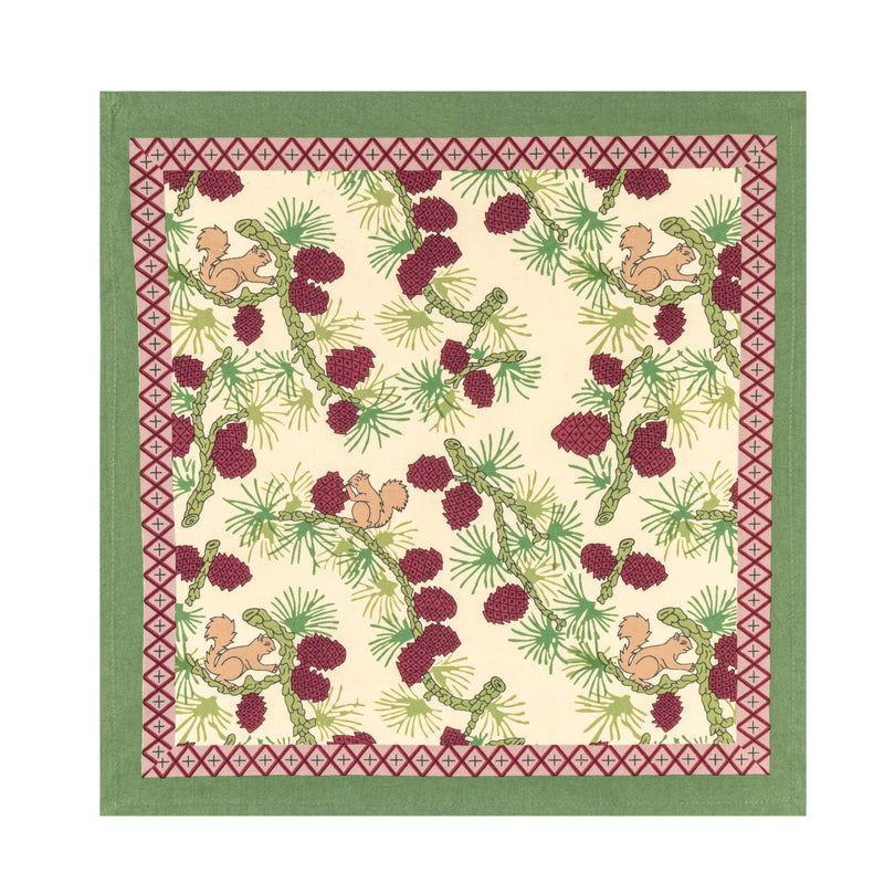 Couleur Nature - Squirrel & Pinecone Red & Brown Napkins - Set of 6