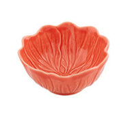 Bordallo Pinheiro | Flora Small Bowl - Salmon, a refined red bowl with a leaf design, perfect for elevating any dining experience with its elegant craftsmanship.