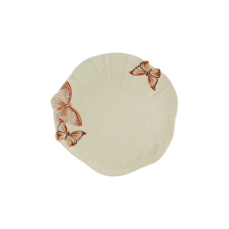 Bordallo Pinheiro | Cloudy Butterflies By Cláudia Schiffer: An off-white ceramic platter with sculpted butterflies, blending artistry and functionality for elegant dining.