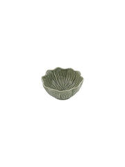 Bordallo Pinheiro | Flora Small Bowl - Olive Green: A decorative ceramic bowl with scalloped rim and blossom-like vein pattern, ideal for serving or display at Athens Cooks.