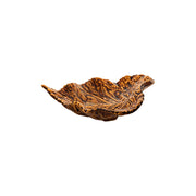 Bordallo Pinheiro | Gudrun Small Birch Leaf: A brown-glazed ceramic dish sculpted to resemble a fallen leaf with detailed veins and curled edges, perfect for autumnal decoration.