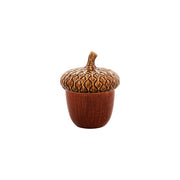 Bordallo Pinheiro | Gudrun Small Acorn Box: A decorative brown ceramic container shaped like an acorn, ideal for storing trinkets or snacks.