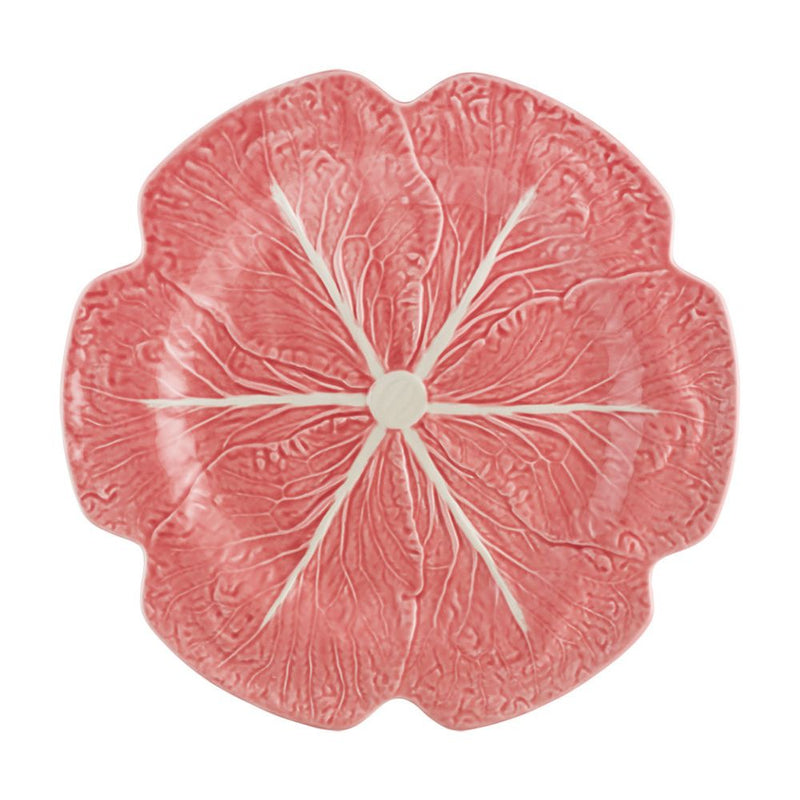 Bordallo Pinheiro | Cabbage Charger Plate, Pink: A flower-shaped, hand-painted serving plate with scalloped petals and raised veins, perfect for elegant table settings.