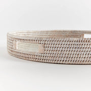 Napa Home & Garden | Burma Rattan Round Serving Tray Large, White, handcrafted in Myanmar, showcasing timeless design and functionality, perfect for serving and organizing in any kitchen space.