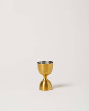 Farmhouse Pottery - Essex Barware - Brushed Gold: Cocktail Jigger with laurel engraving, dual-sided for precise spirit measurement, essential for home bars.