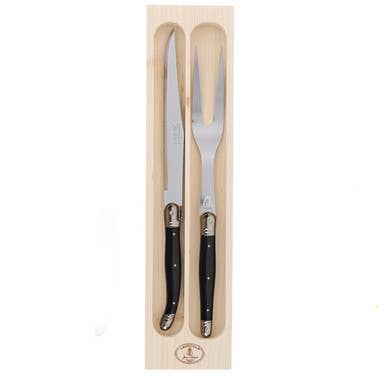 The French Farm | Laguiole by Jean Dubost | Carving Set with Black Handles in a Box