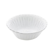 Arte Italica & Crown Linen Designs - Bella Bianca Beaded Cereal Bowl, featuring a delicate pattern, hand-crafted Italian stoneware. Ideal for elegant table settings, microwavable, oven, and dishwasher safe.